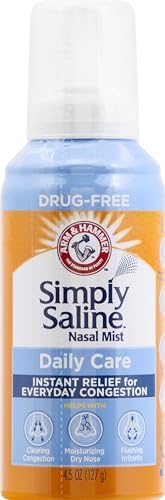 ARM & HAMMER Simply Saline Nasal Care Daily Mist 4.5oz – Instant Relief for Every Day Congestion – One 4.5oz Bottle