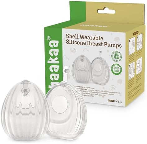 HAAKAA Shell Wearable Hands-Free Manual Breast Pump/Milk Collector (2.5 oz/75 ml, 4 oz/120 ml) – Medical-Grade Silicone – Compact, Portable & Discreet – Leak-Proof Valve (2.5 oz - 2PK)