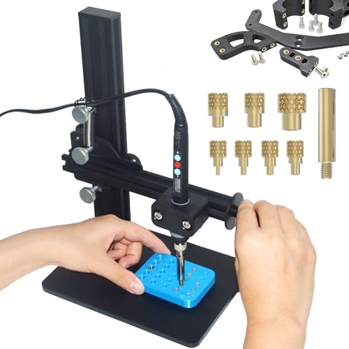 Vertical Heat Pressing Machine,Heat Set Insert Tool,Brass Inserts 3D Printing,Heat Set Insert tip for Thread Knurled Nut M2/M3/M4/M5/M6(1/4)/M8