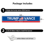 Probsin Trump Vance 2024 Banner 120" x 20" Decorations Take America Back President Trump Vice President Vance Yard Sign Party Supplies Backdrop Hanging Outdoor Gate Decor Fence Door Indoor Wall