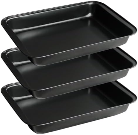 Set of 3 Rectangular Cake Pan, Non-Stick Baking Pan for Oven, 9 x 13 Inch Deep Cookie Sheet Tray, BPA Free Bakeware for Brownie Lasagna Casserole Bread