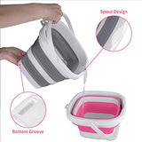 2 Pack Collapsible Buckets 5L 1.3Gallon Small Cleaning Bucket for Household Portable Plastic Bucket Outdoor Car Washing Tub Foldable Camping Beach Sand Water Pot Pail Space Saving Square Grey and Pink