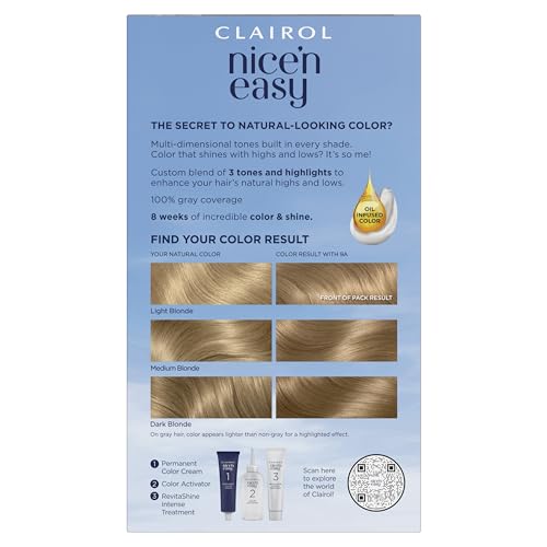 Clairol Nice'n Easy Permanent Hair Dye, 9A Light Ash Blonde Hair Color, Pack of 3