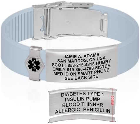 Divoti Custom Engraved Medical Alert ID Bracelet – Dual-Sided Laser Etching, Silicone Wristband, Stainless Steel Security Clasp – Adjustable & Trim-to-Fit – Emergency Medical Info Band for Men & Women