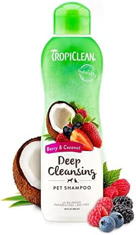 TropiClean Deodorizing Cat & Dog Shampoo for Smelly Pets, Puppy & Kitten Safe, Long Lasting Odor Control, Berry Scent, Made in the USA, 20oz.