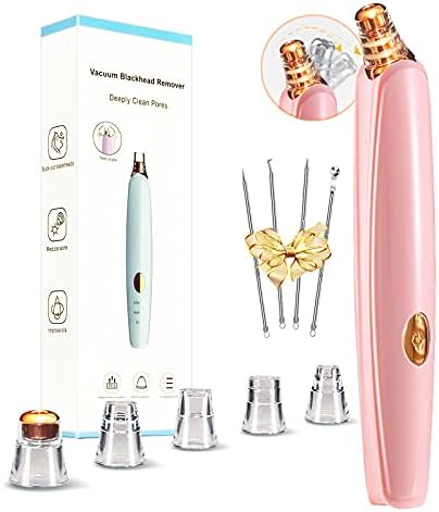 Blackhead Remover Pore Vacuum Cleaner - Upgraded Facial Pore Cleaner - Electric USB Pore Vacuum with 5 Probes - Upgraded Blackhead Suction Tool - Blackhead Remover Kit (Pink)