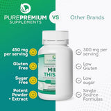 PurePremium Milk Thistle Supplement with Silymarin Extract - 450MG Complex Liver Support Health Supplement - Maintain Normal Liver's Function - All Natural & Vegan - 4 Months Supply - 120 Tablets
