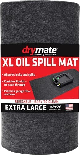 Drymate XL Oil Spill Mat (36" x 59"), Premium Absorbent Oil Pad, Reusable, Washable, Durable, Waterproof Backing Contains Liquids, Protects Garage Floor Surface (USA Made)