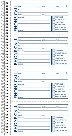 Adams Phone Message Book, Carbonless Duplicate, 5.50 x 11 Inches, 4 Sets per Page, 400 Sets per Book (SC1154D)