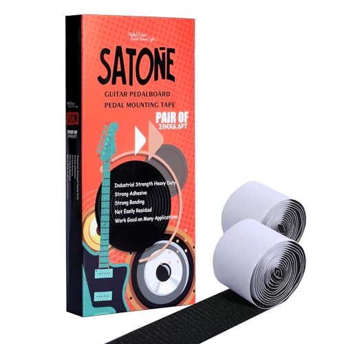 SATONE Pedalboard Mounting Tape - Hook and Loop Strips with Adhesive for Guitar Pedal and Pedal Board, Heavy Duty Pedal Grip Tape - 2IN Wide 6.6FT Long