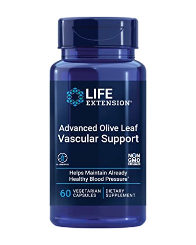 Life Extension Advanced Olive Leaf Vascular Support Promotes Cardiovascular & Circulatory Health – Gluten-Free, Non-GMO, Vegetarian – 60 Vegetarian Capsules