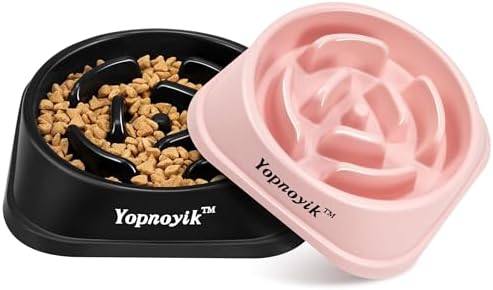 2 Pack Slow Feeder Dog Bowls for Healthy Eating, Non-Slip and Anti-Choking Design, Reduces Bloating & Overeating for Large Dogs, Easy to Clean
