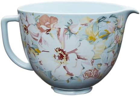KitchenAid 5 Quart Ceramic Bowl for all KitchenAid 4.5-5 Quart Tilt-Head Stand Mixers KSM2CB5PWG, White Gardenia