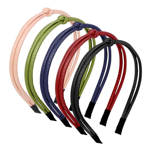 WOVOWOVO 5Pcs Leather Headbands for Women Cute Hair Bands for Women's Hair Headbands for Women Trendy Comfortable Thin Headband Womens Headbands Fashion Hair Accessories
