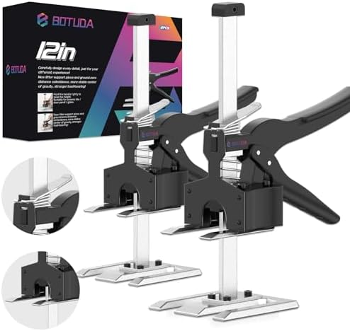 2025 New Labor Saving Handle（2Pack） 12 in Hand Lifting Jack Tool, Multifunctional Furniture Lifting Rack, cabinets Door Paneland Windows Lifting Jack ，Raised by 6.7 inches, Bearing 360LBS