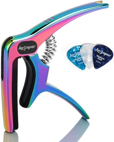 Leo Jaymz Heavy Duty Guitar Capo for Acoustic/Electric Guitars, Guitar Clip made of Zinc Alloy Metal, Guitar Clamp for Bass Classical Guitar, Ukulele, Mandolin,Banjo (Dazzling Purple)