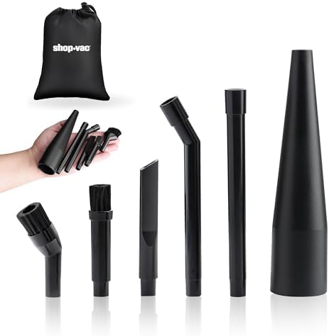 Shop-Vac Micro Cleaning Nozzle Kit, 1-1/4" Detailed-Cleaning Attachments for Compact Wet Dry Shop Vacuum, Storage Bag Included, 6 Pieces