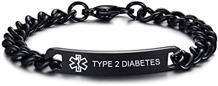 VNOX Medical Alert ID Bracelet - Mens Womens Stainless Steel ID Tag Medical Alert Emergency Bracelet,7.2/8/8.4 Inches