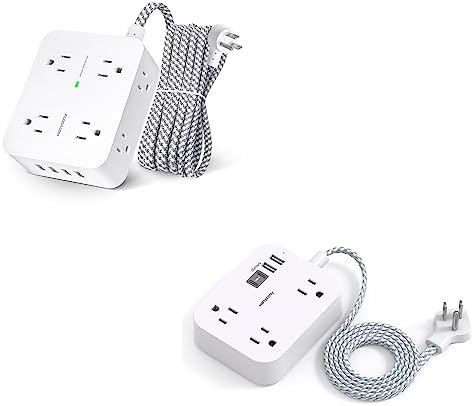 Surge Protector Power Strip and Cruise Power Strip with Thin Flat Plug Extension Cord