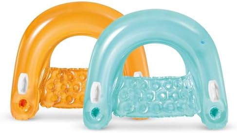 Intex 58859EP Sit 'N Float Inflatable Pool Float: Pool Lounge with Built-in Cup Holders – Heavy-Duty Handles – 220lb Weight Capacity – 58" x 39" – Colors May Vary