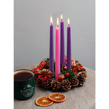 CANDWAX 12 inch Taper Advent Candles 1 Set - Dripless Taper Candles and Unscented Candlesticks - Long Burning Tapered Candles Perfect as Advent Wreath Candles Tapers - Purple Advent Candles