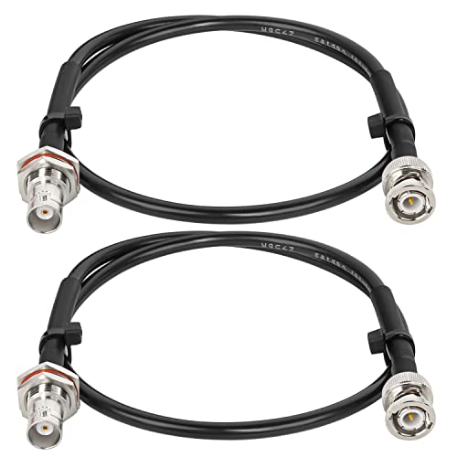 BNC Cable - 2PCS 50 ohm RG58 BNC Male to Female Coax Cable Bulkhead 2FT Low Loss Antenna Extension Cable for CB Radio/VHF Ham Radio/Wireless Microphone/Antenna/CCTV/Amateur Radio etc.