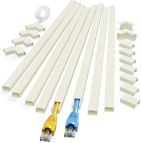 Yecaye 125in Beige Cord Hider - One-Cord Channel Cord Cover on Wall - Cable Management Kit - Wire Covers for Cords - 8X L15.7in W0.59in H0.4in, CMC03 Beige