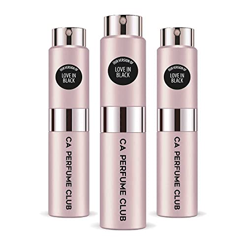 CA Perfume Impression of Love In Black For Women Replica Version Fragrance Dupes Concentrated Long Lasting Eau de Parfum Spray Refillable Atomizer Bottle 0.27 Fl Oz-X3