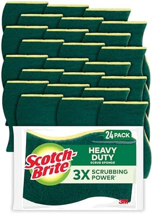 Scotch-Brite Heavy Duty Scrub Sponges, For Washing Dishes and Cleaning Kitchen, 24 Scrub Sponges