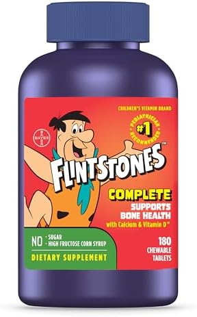 Flintstones Vitamins Chewable Kids Vitamins, Complete Multivitamin for Kids and Toddlers with Iron, Calcium, Vitamin C, Vitamin D & more, 180 count (Packaging May Vary)