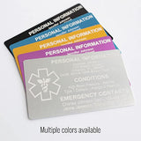 Custom Medical ID Card for Wallet, Aluminum Free Engraving Emergency Contact Card, Personalized Metal Awareness Alert ICE Card for Medic Conditions, Allergies & Identification