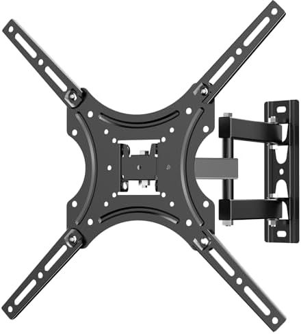 WALI Swivel TV Wall Mount for Most 26-55 inch LED TV Flat Panel Screen, Full Motion TV Mount Bracket with Perfect Center Design up to 400x400mm, Weight up to 55lbs (2655LO), Black