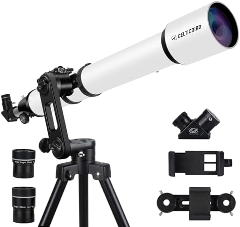 Telescopes for Adults Astronomy, 90mm Aperture 1000mm Refractor Telescopes for Adults Beginners Kids with High Precision Adjustment, Phone Adapter Holder, Ultra-Stable Vertisteel AZ Mount Base Tripod