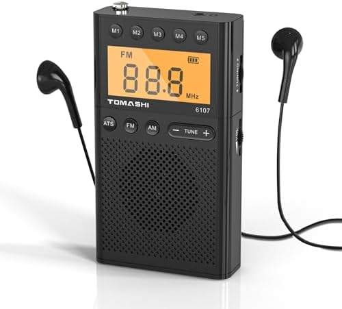 Portable Radio AM FM, Battery Powered Radio with Loud Speaker, Headphone Jack, Small Radio with Long Range Reception, Large LCD Screen Transistor Digital Radio