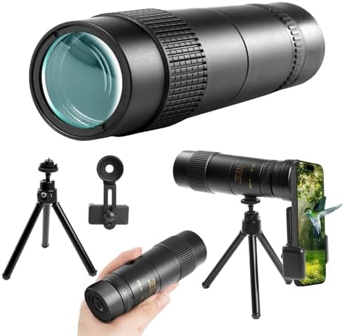10-300x40 Military Telescope - Monoculars for Adults High Powered, Compact Monocular Telescope for Hunting, Star Gazing, Bird Watching, Travel (Smartphone Adapter & Tripod Include)