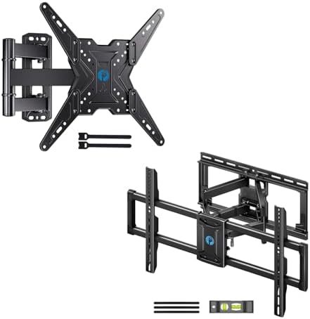 Pipishell Full Motion TV Wall Mount for 42-85 inch Flat Screen LED TV up to 132lbs Swivel Dual Articulating Arms Tilt TV Mount, Tool-Free Tilt TV Bracket Max VESA 600x400mm, Fits 8” 12” 16" Wood Studs