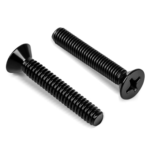 5/16"-18 x 2 Countersunk Flat Head Machine Screws, Full Thread, 304 Stainless Steel Black Finish, 20 PCS