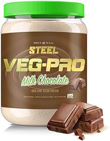 Steel Supplements Veg-PRO | Vegan Protein Powder, Milk Chocolate | 25 Servings (1.65lbs) | Organic Protein Powder with BCAA Amino Acid | Gluten Free | Non Dairy | Low Carb Formula