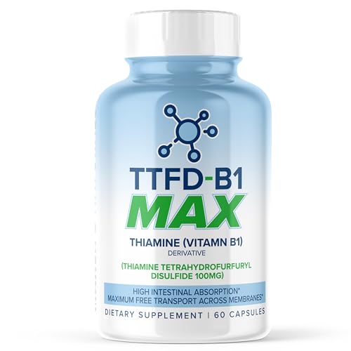 TTFD - B1 Max - Thiamine Vitamin B1 TTFD - 100mg - (Thiamine Tetrahydrofurfuryl Disulfide) Thiamine MAX, 60 Capsules by MAXLIFE NATURALS