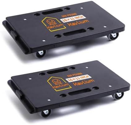 Furniture Dolly,Furniture Movers Dollys with Wheels,16in-11in 500lbs Capacity,Moving Dolly 4 Wheels Heavy Duty,4 Wheels Small Flat Dolly, 2 Pack, Black