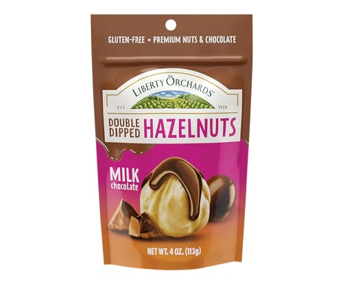 Liberty Orchards Double Dipped - Milk Chocolate Hazelnuts, Gluten Free, Premium Crunchy Nuts & Creamy Rich Chocolates Delightful Treat