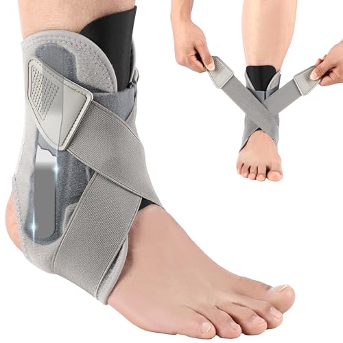 Ankle Brace for Women Men, Ankle Support Brace for Injury Recovery, Sprain, Achilles, Ankle Stabilizer for Running, Hiking, Basketball, Volleyball, Ankle Support for Women Men with Metal Support Bar