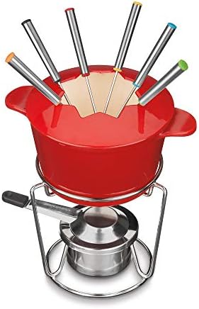 Cuisinart 13-Piece Cast Iron Fondue Set, Red