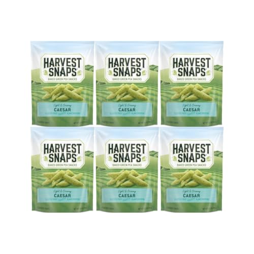 Snaps Veggie Chips Caesar Flavor, Healthy Baked Snack, Gluten-Free, Plant-Based Protein, 6-Pack for On-The-Go Snacking, Perfect for Lunchboxes, Office, and Travel