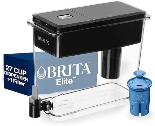 Brita XL Water Filter Dispenser for Tap and Drinking Water with 1 Elite Filter, Reduces 99% Of Lead, Lasts 6 Months, 27-Cup Capacity, BPA Free, Black