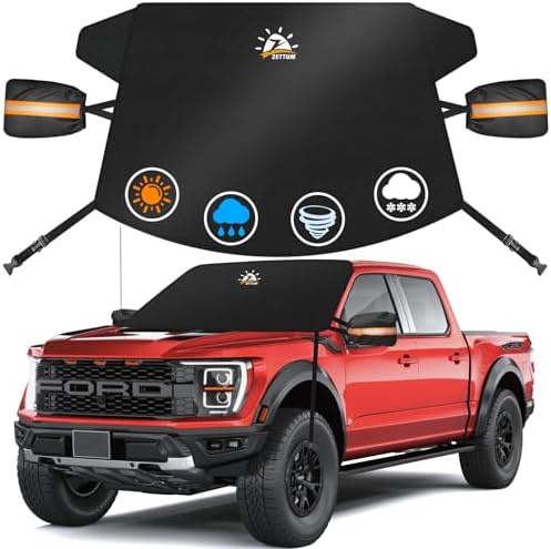 Car Windshield Cover for Ice and Snow - 600D Windshield Snow Cover with Side Mirror Cover Heavy Duty, Standard Winter Frost Hail Protector for Most Car, Truck, SUV, Van and MPV (70 x 50 Inch)