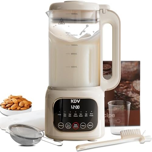 8 in 1 Automatic Nut Milk Maker Machine,40oz Soy Milk Maker Blender for Almond, Oat, Coconut, Plant-Based & Non-Dairy Milks/Beverages with 24H Pre-Set Timer & 12H Keep Warm