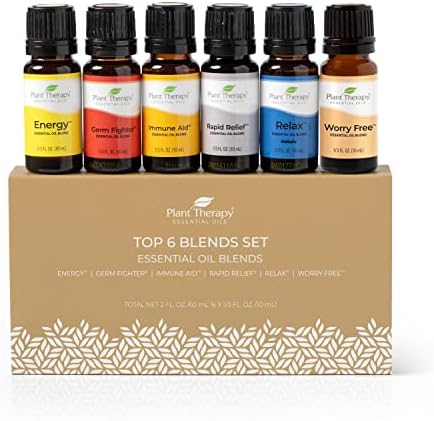 Plant Therapy Top 6 Essential Oil Blends Set 100% Pure, Undiluted, Natural Aromatherapy, Therapeutic Grade 10 mL