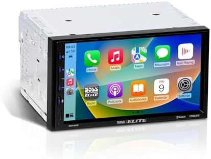 BOSS Audio Systems Elite BE7ACP Car Stereo - 7" Display, Apple CarPlay & Android Auto Head Unit, Double DIN Touch Screen Car Stereo, Bluetooth, AM/FM Radio Receiver, USB, SD, No CD/DVD Player
