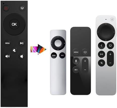 MYHGRC-Replacement Apple Remote for Apple TV/Apple TV 4K/HD/Gen 1 2 3 4th, Compatible with A1294 A1218/MA711 A1378/MC572 A1427/MD199 A1625/MGY52/MLNC2 A1842/MQD22/MP7P2(No Voice Button)